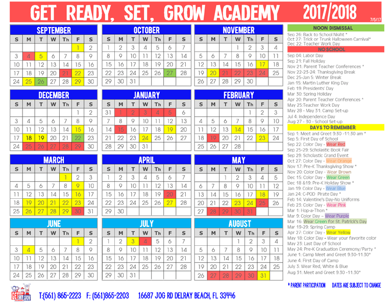 Preschool Calendar Delray Beach Preschool Academic Calendar